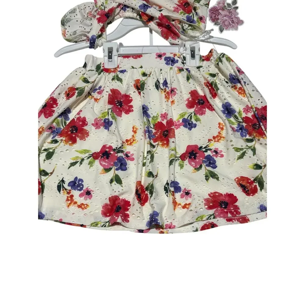 Btween 7 floral skirt top set lined bright and bold beautiful NWT - Picture 6 of 10